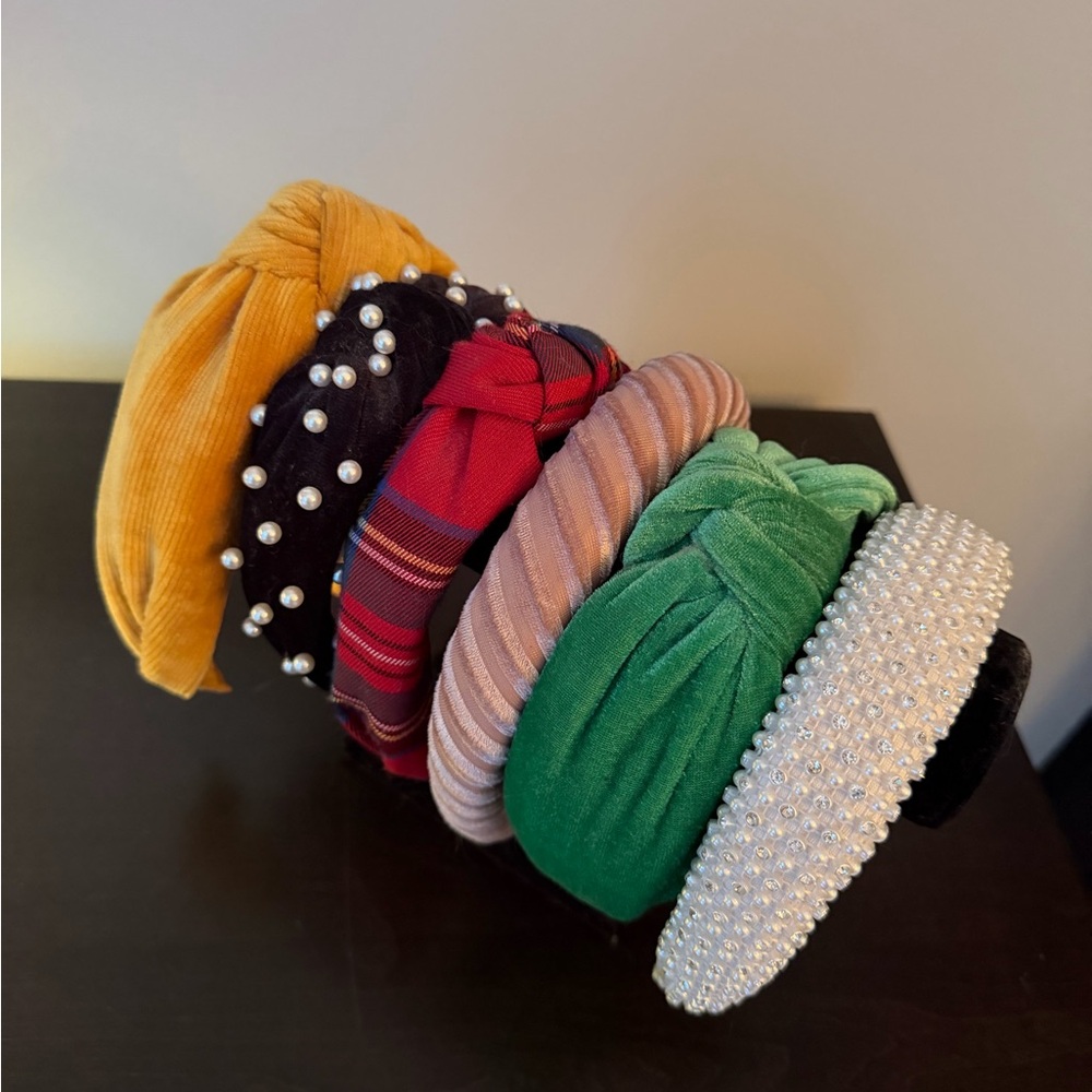 6pc Trendy Padded Headbands Knot, Pearl, Velvet, Plaid Fashion Hair Accessories